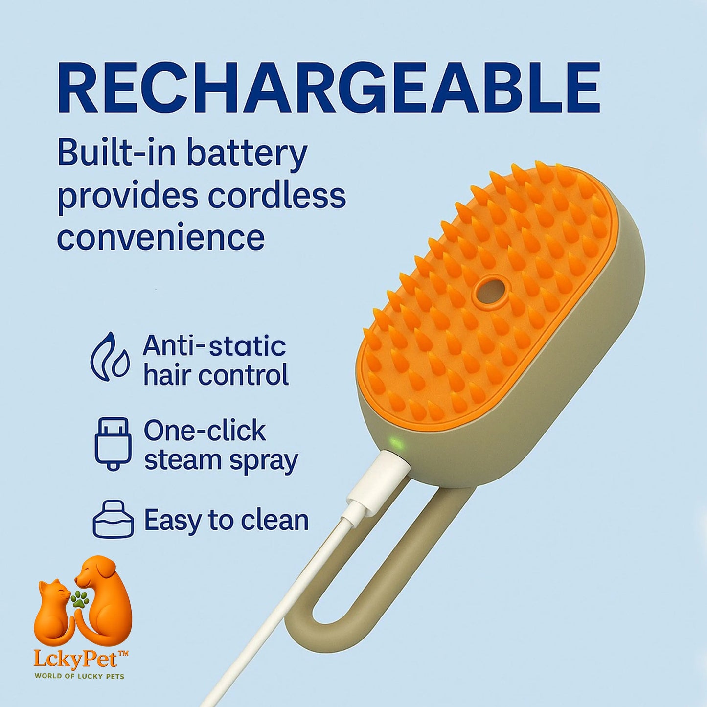 GloFur™ Pet Steam Brush – Remove Fur Easily with Steam LckyPet