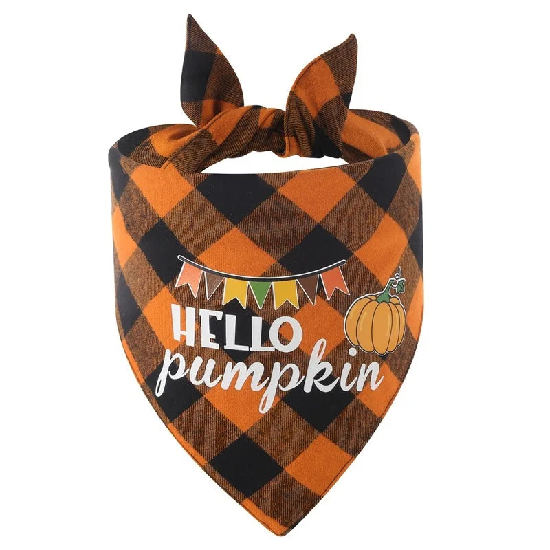 Pet Bandanas Halloween Reversible Dog Bandana Adjustable Classic Plaid Style Thanksgiving Dog Bandana Pet Accessories LckyPet™