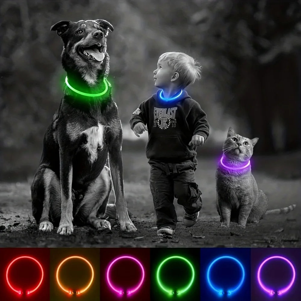Pet Dog LED Light Collar Luminous Anti-Lost Dog Collar USB Rechargeable Dog Necklace Collar LckyPet™