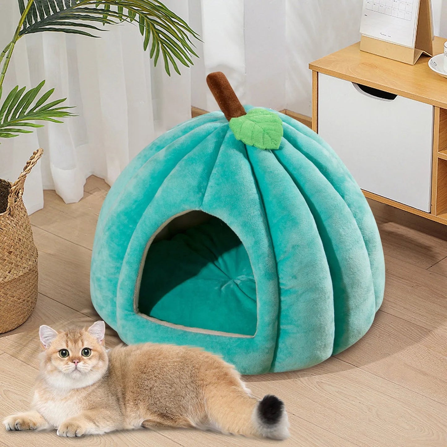Halloween Theme Pumpkin Shape Autumn And Winter Comfy Cat And Dog Semi-enclosed Pet Bed Warm And Thick Cat And Dog House LckyPet™