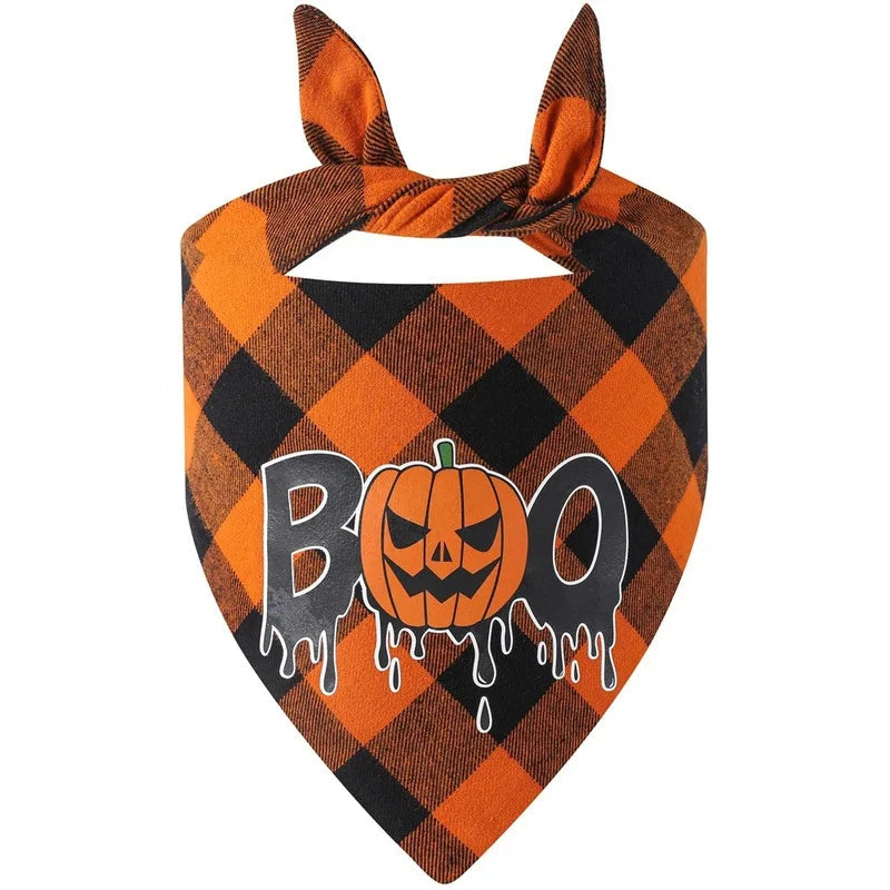 Pet Bandanas Halloween Reversible Dog Bandana Adjustable Classic Plaid Style Thanksgiving Dog Bandana Pet Accessories LckyPet™