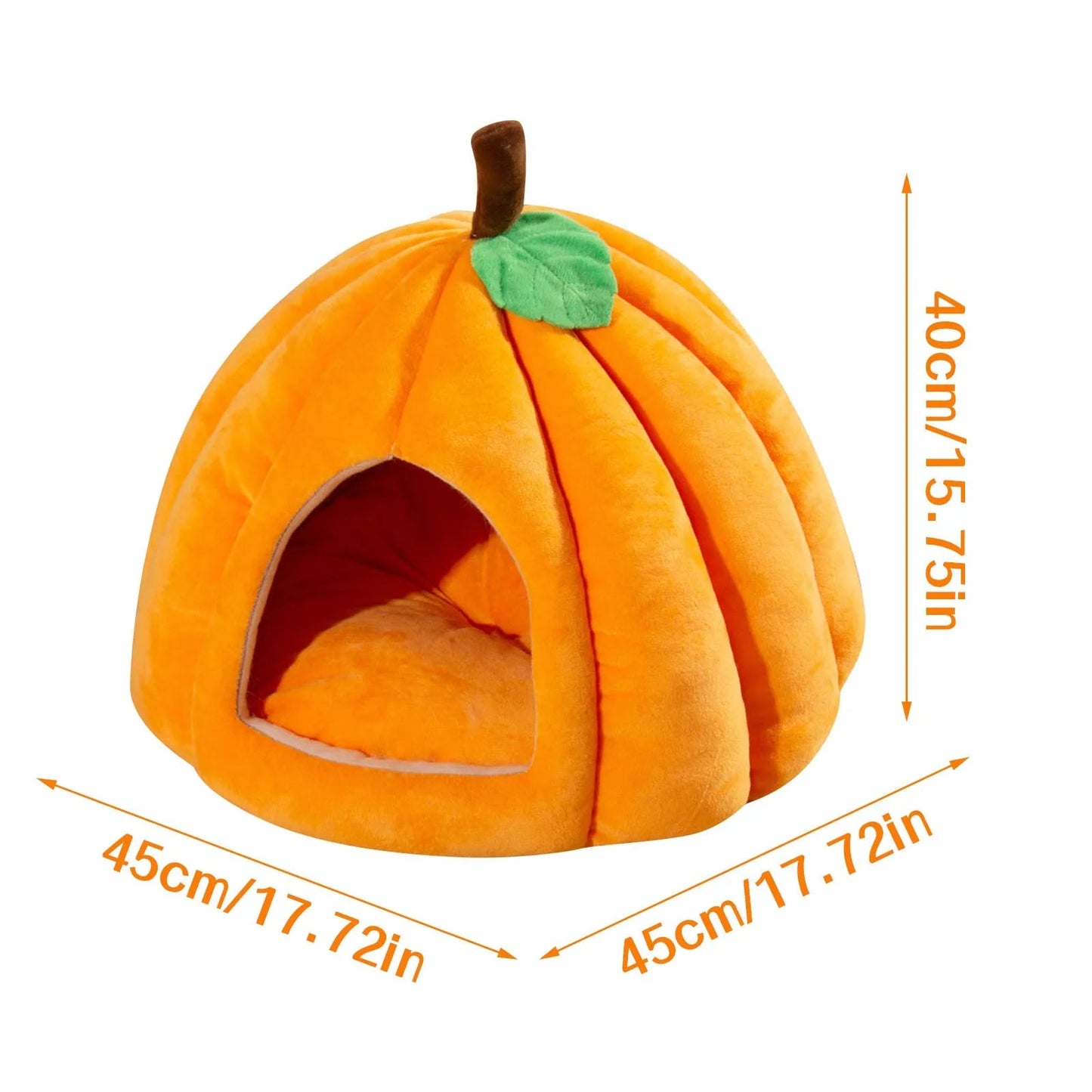 Halloween Theme Pumpkin Shape Autumn And Winter Comfy Cat And Dog Semi-enclosed Pet Bed Warm And Thick Cat And Dog House LckyPet™