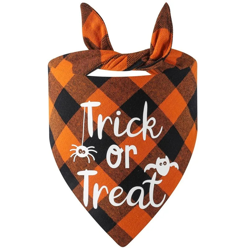 Pet Bandanas Halloween Reversible Dog Bandana Adjustable Classic Plaid Style Thanksgiving Dog Bandana Pet Accessories LckyPet™