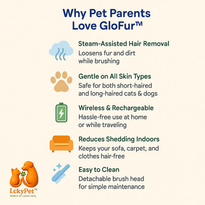 GloFur™ Pet Steam Brush – Remove Fur Easily with Steam LckyPet