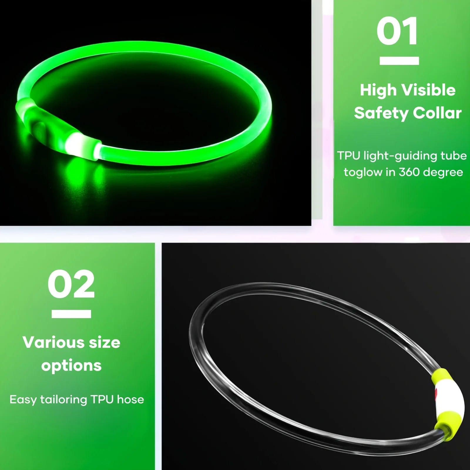 Pet Dog LED Light Collar Luminous Anti-Lost Dog Collar USB Rechargeable Dog Necklace Collar LckyPet™