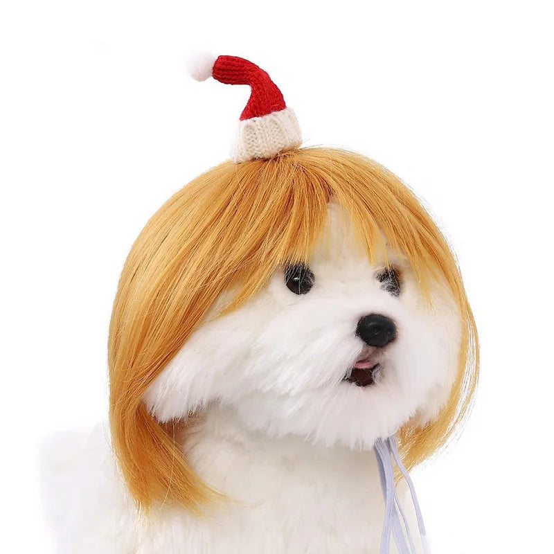 Pet Wig Dog And Cat Spoof Wig Pet Supplies Christmas Pet Accessories Curly Hair Straight Hair Diy Hand Woven Hair Wig Accessorie LckyPet™