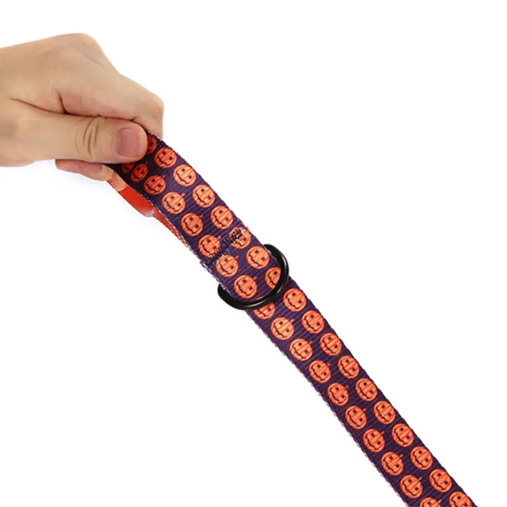 Personalized Dog Collar with Free Engraving, Matching Pet Leash,Customzied Contacts Buckle, Halloween Pumpkins Pet Collar LckyPet™
