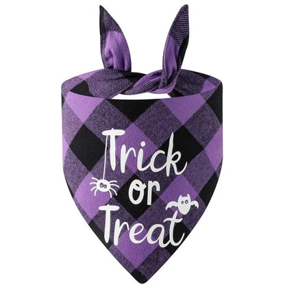 Pet Bandanas Halloween Reversible Dog Bandana Adjustable Classic Plaid Style Thanksgiving Dog Bandana Pet Accessories LckyPet™