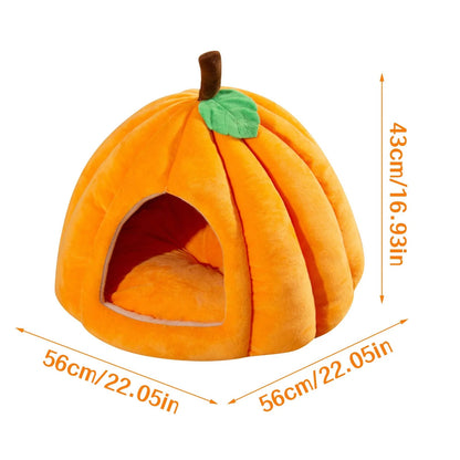 Halloween Theme Pumpkin Shape Autumn And Winter Comfy Cat And Dog Semi-enclosed Pet Bed Warm And Thick Cat And Dog House LckyPet™