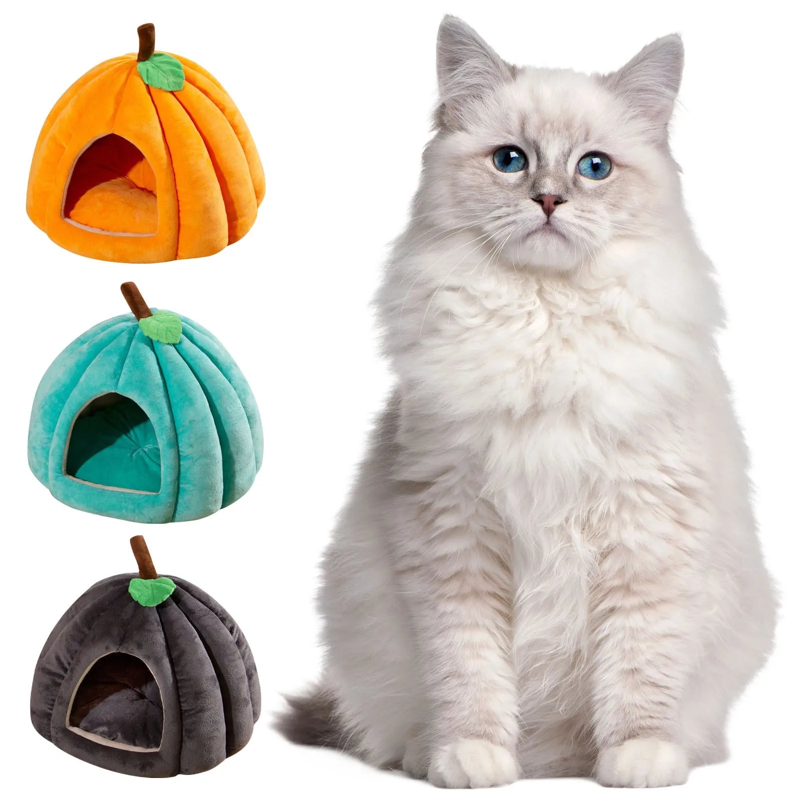 Halloween Theme Pumpkin Shape Autumn And Winter Comfy Cat And Dog Semi-enclosed Pet Bed Warm And Thick Cat And Dog House LckyPet™
