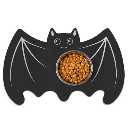 Halloween Spider Web Bat-shape Pet Feeding Mat Non-Slip Spillproof Protector Easy Clean Dining Mat Spooky Home Decor for Cat Dog LckyPet™