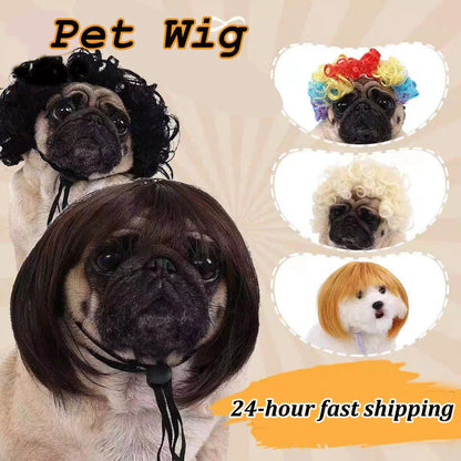 Pet Wig Dog And Cat Spoof Wig Pet Supplies Christmas Pet Accessories Curly Hair Straight Hair Diy Hand Woven Hair Wig Accessorie LckyPet™