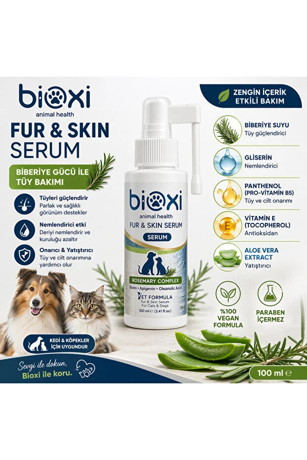 Bioxi Fur & Skin Serum 100 ml Kedi & Köpek Tüy ve Cilt Bakım Serumu LckyPet™